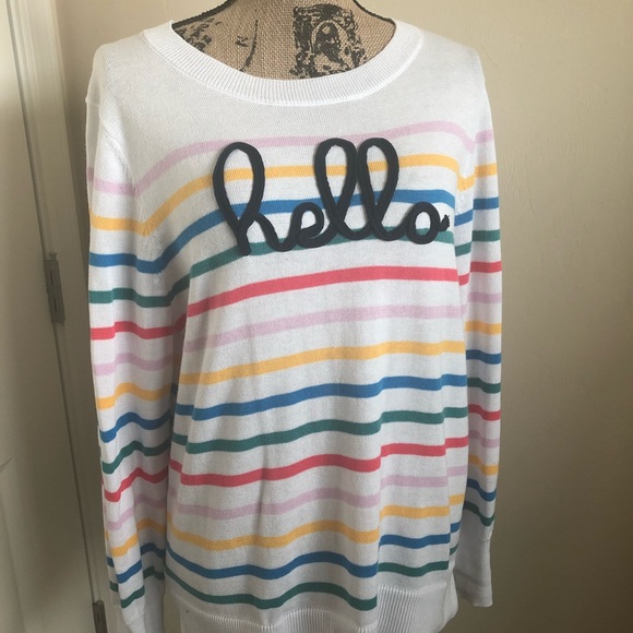 Tru Hello Rainbow Striped Sweater 